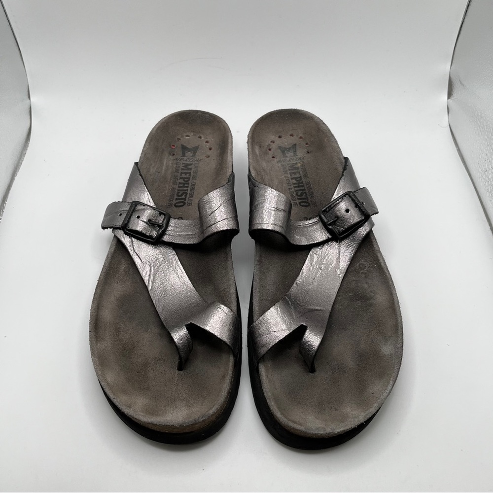 Mephisto Women's Helen Silver Metallic Thong Sandals Size 39 US 8.5 - Picture 3 of 9